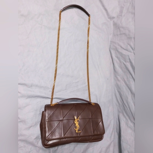 NWT YVES SAINT LAURENT JAMIE LAMBSKIN SLIDING CHAIN BAG, DARK GANACHE ~AUTHENTIC - Picture 9 of 16
